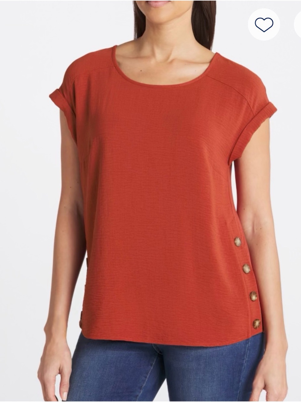 Short Sleeve Button-Detail Tee in Burnt Orange